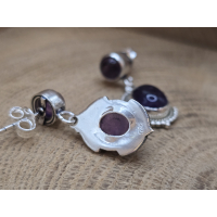 Echt zilveren Amethist oorbel stekers hangend 